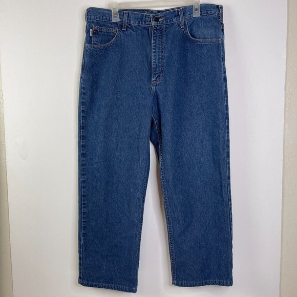 Vintage Carhartt FR Blue Jeans Mens size 38x30 Made in USA - Picture 2 of 11